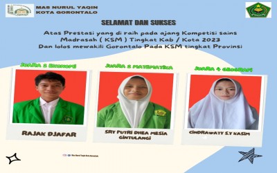 Peserta didik MA NURUL YAQIN KOTA GORONTALO kembali meraih prestasi